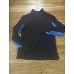 Lululemon Men's Velocity 1/4 Zip Mini Hyper Stripe Black & Royal Blue